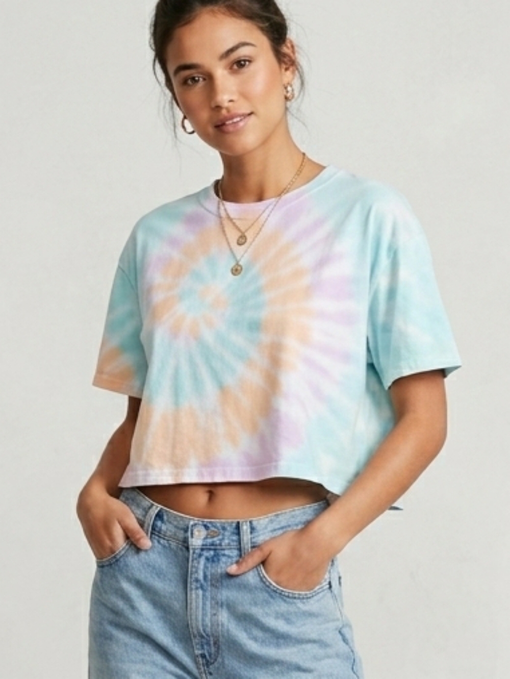 Stoney Clover Tie Dye Cropped Short Sleeve Tee Shirt